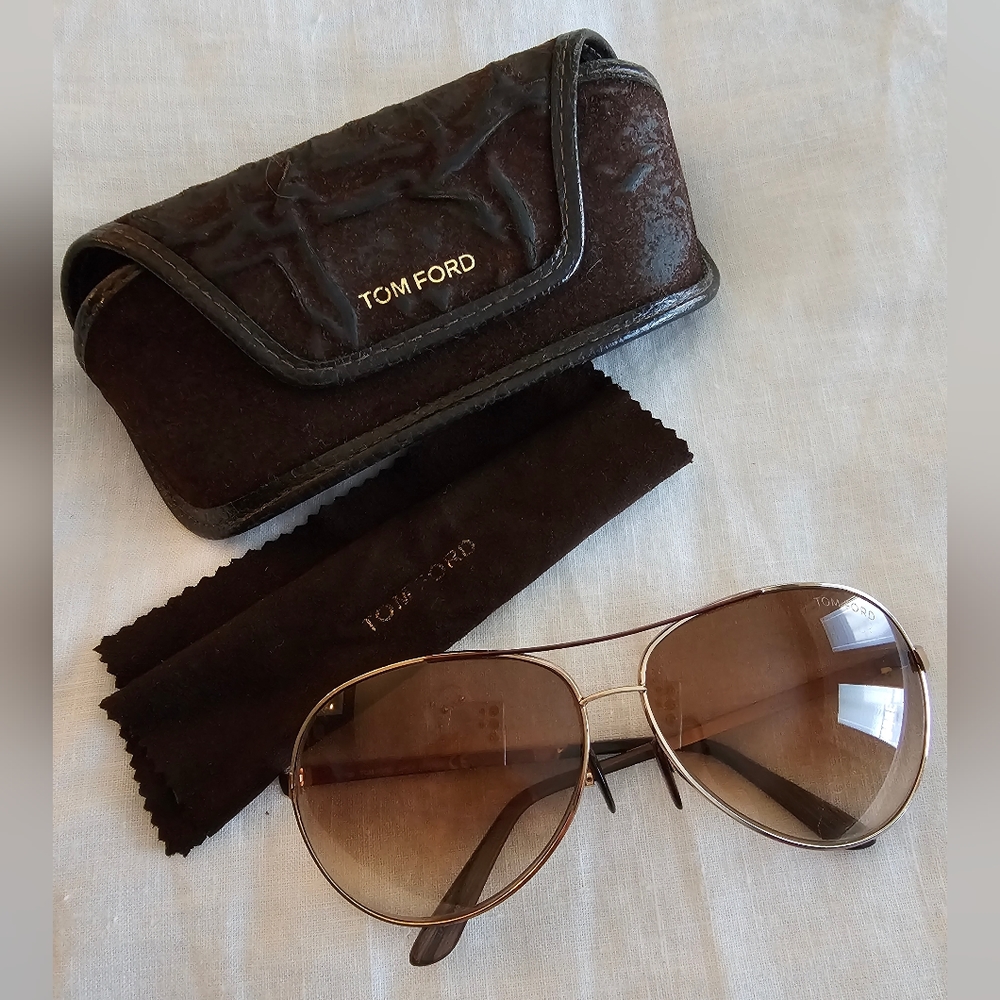 Tom Ford Charles TF35 Aviator sunglasses brown with gold frame